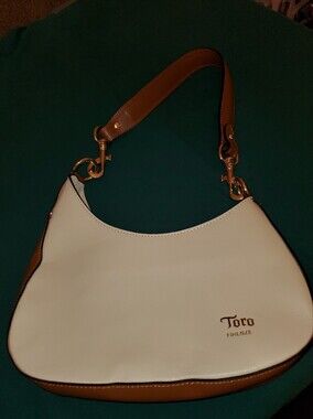 Toro Firenze Cream and Cognac Genuine Leather Shoulder Bag